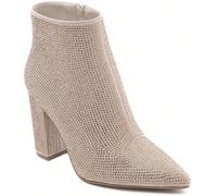 Stivali alla caviglia con strass e tacco a blocco - Scintillio audace e finitura di lusso La qualità dei flaconi è eccellente quanto la grazia della loro superficie interamente ricoperta di strass ton