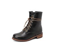 Stivali alla Moda da Donna con Tacco Basso e Stivali Stringati sul Davanti,Nero,40 EU