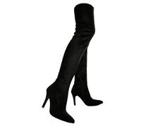 Stivali Alti al Ginocchio da Donna Stivali Alti sopra Il Ginocchio da Donna Tacco a Spillo con Cerniera Laterale Stivali Alti alla Coscia Inverno Scamosciato Altezza Tacco 8Cm,Nero,39 EU
