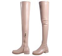 Stivali Alti alla Coscia da Donna, Stivali Lunghi sopra Il Ginocchio in Pelle Scamosciata Elasticizzata da Donna,Apricot (No Velvet),40 EU