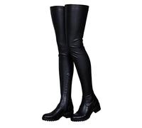 Stivali Alti alla Coscia da Donna, Stivali Lunghi sopra Il Ginocchio in Pelle Scamosciata Elasticizzata da Donna,Black (No Velvet),44 EU