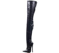 Stivali Alti alla Coscia Donna 7 pollici/18 cm Tacchi Alti Sexy Tacco a Spillo Tacco Sottile Stivali sopra Il Ginocchio Zip sul Cavallo Eccitanti Stripper Club Pole Scarpe da Ballo,Nero,41 EU