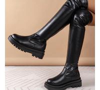 Stivali alti comodi da donna per l'autunno/inverno, rosa e nero, da indossare con un maglione, stivali alla moda come regalo di Natale CN35,CN36,CN37,CN38,CN39,CN40,CN41,CN42,CN43Tessuto