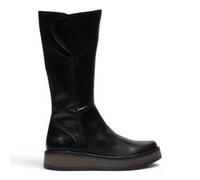 Stivali Alti con Plateau da Donna Fly Rhea in Pelle Nera, Modello Slip-on.
