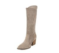 Stivali Alti da Donna in Suede Traspirante con Punta Affusolata e Cerniera Laterale - Stivali al Ginocchio per Camminare, Viaggiare, Serate romantiche,Grigio,36 EU