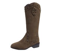 Stivali alti da donna - stivali appuntiti per esterni, scarpe da lavoro vintage comodi, scarpe casual e resistenti, stivali da cowboy da donna, in pelle di grandi dimensioni, verde, 40 EU