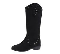 Stivali alti da donna - stivali appuntiti per esterni, scarpe da lavoro vintage comodi, scarpe casual e resistenti, stivali da cowboy da donna, in pelle di grandi dimensioni, Nero , 39 EU