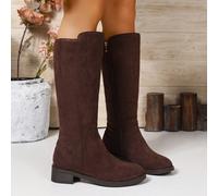 Stivali alti da equitazione color carne per autunno/inverno, foderati termicamente per il calore, design con zip laterale per una facile vestibilità, autunno, inverno, stelo sottile per un'altezza ele