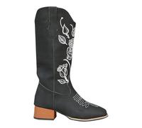 Stivali Alti Donna,Stivali Invernali Donna Neri Eleganti Texani Scarpe di Media Altezza Cowboy Stivaletto con Tacco Texani Stivaletti Traforati