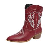 Stivali Alti Donna,Stivali Texani Donna Invernali 42 Eleganti Cowboy Scarpe di Media Altezza Cowboy Stivaletto con Tacco Texani Stivaletti Arricciati