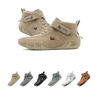 Stivali Alti in Pelle Fatti a Mano Italiani,Scarpe Beck Impermeabili,Scarpe da Esterno Leggere e Antiscivolo Escursionismo,Campeggio e Guida Stivali Chukka Alti Tutte le Stagioni(Cachi,42 EU)