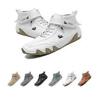 Stivali Alti in Pelle Fatti a Mano Italiani,Scarpe Beck Impermeabili,Scarpe da Esterno Leggere e Antiscivolo Escursionismo,Campeggio e Guida Stivali Chukka Alti Tutte le Stagioni(Bianco,40 EU)