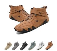 Stivali Alti in Pelle Fatti a Mano Italiani,Scarpe Beck Impermeabili,Scarpe da Esterno Leggere e Antiscivolo Escursionismo,Campeggio e Guida Stivali Chukka Alti Tutte le Stagioni(Light Brown,45 EU)