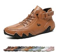 Stivali alti in pelle fatti a mano italiani, stivali Chukka traspiranti con lacci da uomo, scarpe da esterno leggere e antiscivolo for l'escursionismo, il campeggio e la guida(Yellow brown,41 EU)