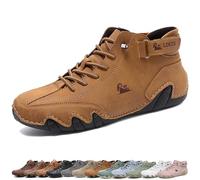 Stivali alti in pelle fatti a mano italiani, stivali Chukka traspiranti con lacci da uomo, scarpe da esterno leggere e antiscivolo for l'escursionismo, il campeggio e la guida(Light Brown,48 EU)