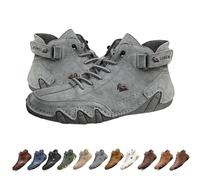 Stivali alti in pelle scamosciata fatti a mano in Italia, scarpe da ginnastica casual da uomo leggere e impermeabili Beck, scarpe da uomo a piedi nudi for escursioni e guida, stivali Chukka(grigio,45