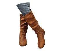 Stivali Alti Piatti Boots Lunghi Medievali Retrò Da Donna Stivali Da Equitazione In Pelle Scamosciata Con Cerniera Laterale Scarpe Invernali Di Grandi Dimensioni for Cosplay/feste(Brown,37 EU)