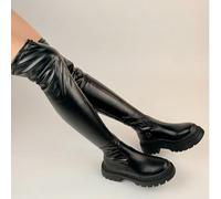 Stivali alti sopra il ginocchio con plateau elastici da donna di taglia petite, con suola spessa, casual, aderenti, adatti per l'autunno/inverno EUR35,EUR36,EUR37,EUR38,EUR39,EUR40,EUR41Colore unicoMi