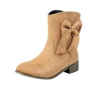 Stivali Anker da donna 2026 alla moda alla caviglia elegante dettaglio fiocco confortevole casual inverno autunno stivaletti per le signore, Beige, 38 EU