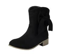 Stivali Anker da donna 2026 alla moda alla caviglia elegante dettaglio fiocco confortevole casual inverno autunno stivaletti per le signore, Nero , 38.5 EU