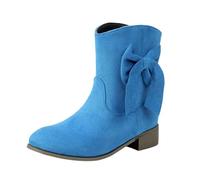 Stivali Anker da donna 2026 alla moda alla caviglia elegante dettaglio fiocco confortevole casual inverno autunno stivaletti per le signore, Blu, 39 EU