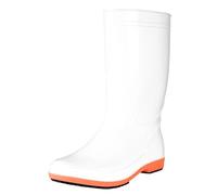 Stivali Antipioggia in PVC a metà Polpaccio for lavori in Cucina, Suola in Pelle Bovina Super Antiscivolo, Scarpe Antinfortunistiche Traspiranti Bianche e Arancioni Stivali da Pioggia(40 EU)