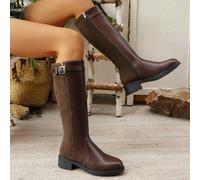 Stivali attillati in pelle da donna, perfetti da indossare con un cardigan, stile casual e alla moda, da abbinare a un maglione CN35,CN36,CN37,CN38,CN39,CN40,CN41,CN42Colore unicoTessuto