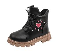 Stivali Autunnali e Invernali per Bambine,Stivali Antiscivolo Stivaletti Stringati Bambina Piatti in Pile Caldo Chelsea perBambini Fodera Le Passeggiate All'aperto