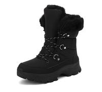 Stivali Autunno/Inverno: Scarpe Versatili alla Moda per l'outdoor, Calde, Foderate in Pile, Spesse e Antiscivolo (Black, 37)