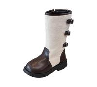 Stivali Bambina al Ginocchio con Cerniera Laterale Scarpe Cowboy Invernali | Stivaletti in Pelle Sintetica Neve per Ragazza Impermeabili Vintage Stivale in Stile Medievale per le Mezze Stagioni