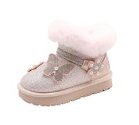 Stivali Bambino 25 - Invernali per Bambine Foderati Resistenti con Fiocco Floreale Perle E Strass Scarpe Calde dai 4 Ai 12 Anni (Red 8-9 Years)