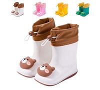 Stivali Bambino e Bambina Ragazzo e Ragazza in Eva Stivali da Pioggia Dinosauro Unisex Antiscivolo Impermeabili 04 Orso Bianco 28 EU Dimensione Etichetta 180