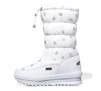 Stivali Bambino Invernali Scarponcini Donna Anfibi Platform Stivaletti con Pelo Alti sopra Il Ginocchio Neve Canvas Chiaro 37