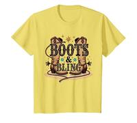 Stivali & Bling Cowgirl Western Country Stivali per Le Donne Maglietta, Bambini, Limone, 3 Anni