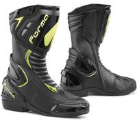 Stivali In Pelle Racing Forma Freccia Nero Giallo Fluo Taglia:44