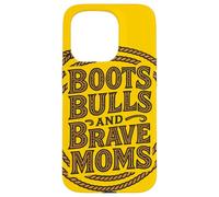 Stivali Bulls and Brave Moms Country Rodeo Support Design Custodia per iPhone 15 Pro