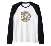 Stivali Bulls And Brave Moms Country Rodeo Support Design Maglia con Maniche Raglan