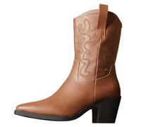 Stivali Camperos Donna,Stivali Donna Neri Alti Eleganti Texani Scarpe di Media Altezza Cowboy Stivaletto con Plateau Lunghi Texani Stivaletti con Suola Antiscivolo