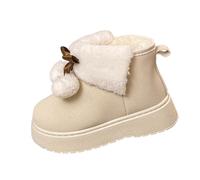 Stivali casual da donna, versatili, invernali, con fondo spesso, punta tonda, con palla calda, per studenti, casual, per tempo libero all'aperto, Beige, 37.5 EU