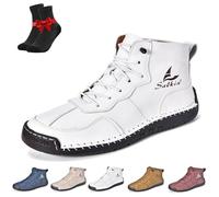 Stivali Chukka da uomo con lacci, fatti a mano in Italia, stivaletti alla caviglia alti, leggeri, impermeabili e antiscivolo, scarpe da passeggio for esterni(White,39 EU)