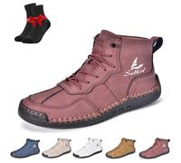 Stivali Chukka da uomo con lacci, fatti a mano in Italia, stivaletti alla caviglia alti, leggeri, impermeabili e antiscivolo, scarpe da passeggio for esterni(Wine red,44 EU)