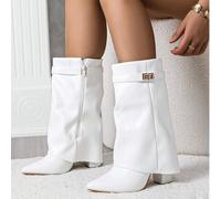 Stivali classici con punta affusolata e tacco chunky, adatti per l'estate, laurea, balli di fine anno, vacanze, ritorno a scuola, studenti universitari, feste, look alla moda e chic, stile meraviglios