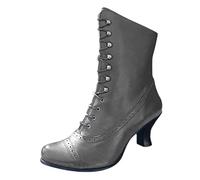 Stivali con lacci da donna impermeabili vintage a metà polpaccio stivaletti con cerniera laterale comfort leggero punta rotonda tacco gattino casual ampia vestibilità stivaletti per passeggiate
