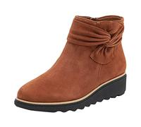 Stivali con plateau, da donna, corti, casual, da lavoro, alla moda, con zeppa, antiscivolo, con cerniera laterale, per tutti i giorni, ultra comodi, a piedi nudi, Marrone, 42 EU