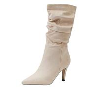 Stivali con Tacco Donna Stivali da Donna Neri Womens Boot Stivali Donna Pelle Vera Scarpe Traforate Donna Stivali Donna Tacco Tacchi Donna Calda Stivaletti Inverno