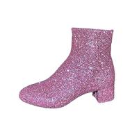 Stivali corti a pizzo, scarpe medievali, da cowboy, con tacco a blocco, per le mezze stagioni, colore marrone, Colore: rosa., 38 EU