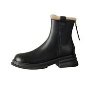 Stivali corti da cowboy, da donna, con fibbia, tacco a blocco, per le mezze stagioni, con tacco a blocco, stivali da donna, Nero , 35 EU