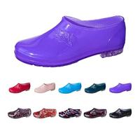 Stivali corti da pioggia, da donna, antiscivolo, antiscivolo, con suola morbida, in gomma resistente all'acqua, scarpe da lavoro, Lilla, 36 EU