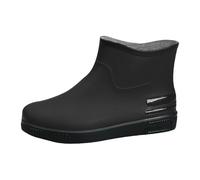 Stivali corti da pioggia, da uomo, impermeabili, antiscivolo, alla moda, per il tempo libero, con suola morbida, antivento, resistenti all'abrasione, comode scarpe da giardino, Nero , 41 EU