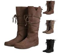 Stivali Cowboy Donna Pelle Camperas Alti Tacco Larghezza Canna Alta Al Ginocchio Stivali Comodi ed Eleganti Moda Stivaletti con Laterale Cerniera Stivale Western Cowboy Vintage Medievale Carnevale